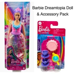 Barbie Dreamtopia Royal Doll Curvy Body Purple Hair & Tea Party Accessories Pack